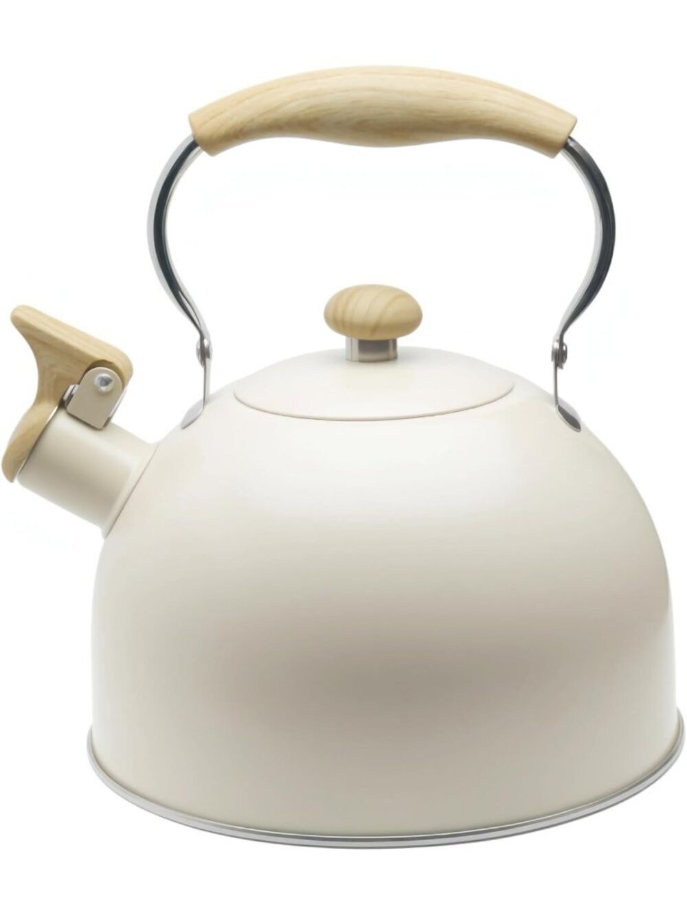Matte Cream Kitchen Whistling Tea Kettle 2 Quart Stainless Steel Stovetop Teapot - Picture 2 of 6